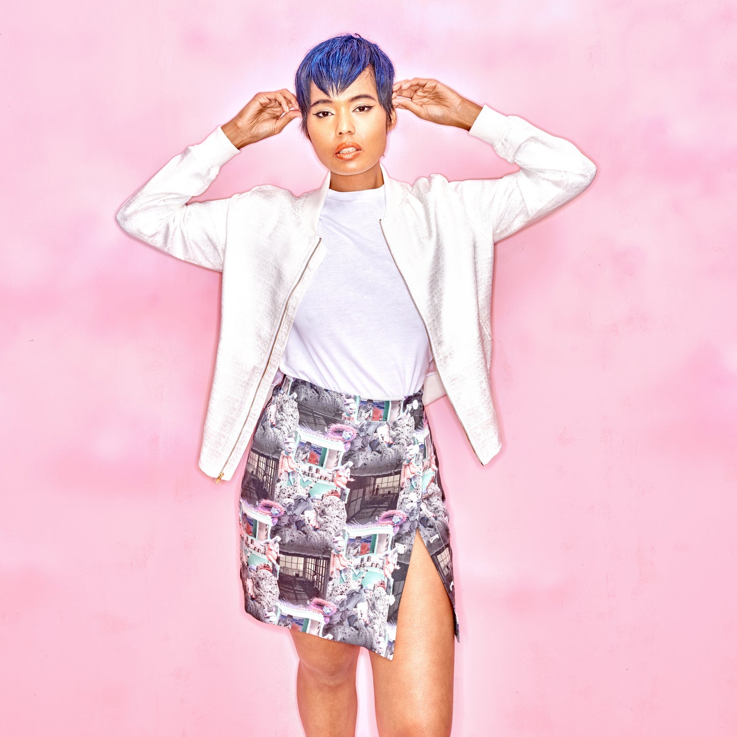 Cropped Jacquard Bomber